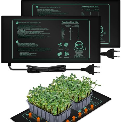 Lot de 2 tapis chauffants pour plantes - 25 cm x 52,5 cm - Pour la germination des semis et les animaux domestiques - 21 W - Coussin chauffant pour plants - Tapis chauffant pour semis, animaux (1/5)