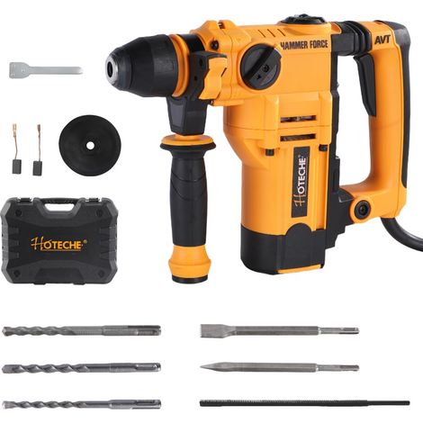 Marteau perforateur 900 W 26 mm, 1200 tr/min, 4600 coups/min, 2 fonctions (marteau/perforateur), accessoires inclus (1/5)