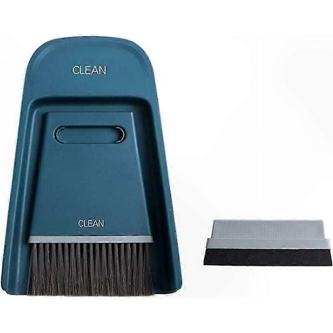 Kit 3-en-1 Brosse et Ramasse-poussière Compact, Plastique Résistant, Nettoyage de Table Efficace, Bleu, Dimensions 19,5x13,8x3,6 cm (1/5)