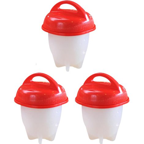 Cuiseur à œufs antiadhésif en silicone (lot de 3) pour œufs durs et mous, sans coquille.