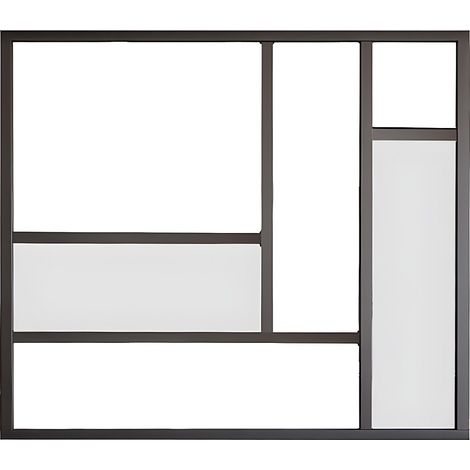 Vente-Unique – Cloison verrière en aluminium noir avec miroirs – Dimensions 150 x 130 cm – Verre trempé 4 mm – Installation intérieure facile