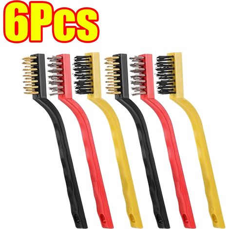 (A-6 pièces (2 jeux)) Brosse de nettoyage en laiton, métal laiton/acier inoxydable/nylon, adaptée aux hottes à gaz, dégraisse et élimine les taches, outil de nettoyage des plaques de cuisson (1/4)