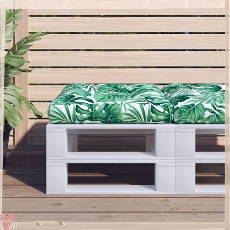 360912 Coussin de palette motif de feuilles 58x58x10 cm tissu (1/5)