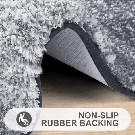 Tapis de bain, à poils longs en microfibre pour salle de bain 40 x 60 cm, antidérapant, super absorbant (1/4)