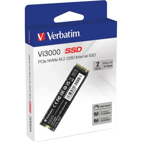 Disco SSD VERBATIM Vi3000 Pcie Nvme M.2 2TB PCI Express 3.0 (1/4)