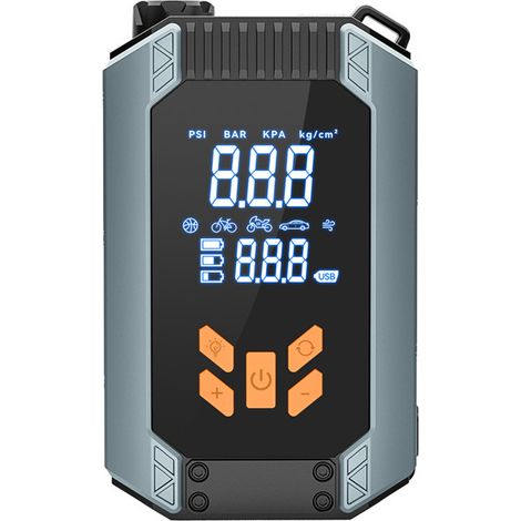 Decdeal Gonfleur de pneu sans fil 150PSI arrêt automatique 6000mAh pompe de voiture électrique portable avec manomètre lumière LED pour boule gonflable de vélo de moto