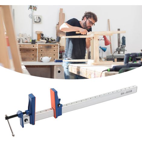 Dies ist eine verstärkte F-Klemme für die Holzbearbeitung, Schnellmontage, 66,5 cm groß, mit festen horizontalen und vertikalen Druckplattenklemmen. (1/5)