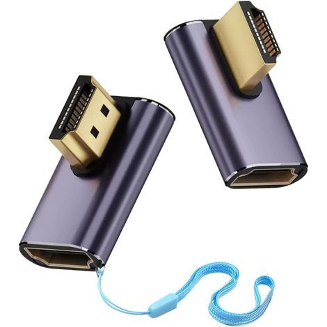 Adattatore HDMI ad angolo retto in 2 pezzi, 48 Gbps 8K@60Hz 4K@120Hz, spina HDMI con LED e cinturino da polso, connettore HDMI 2.1 maschio/femmina ad angolo retto per UHD HDTV, proiettore, laptop (1/5)