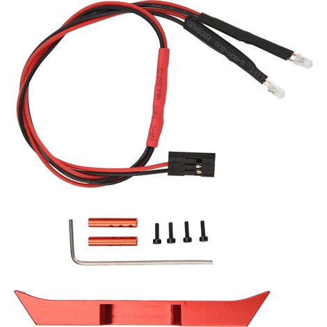 Pare-chocs arrière en alliage d'aluminium avec éclairage LED - Pièce de rechange pour voiture radiocommandée Axial SCX24 AXI00001 1/24 (Rouge) (1/5)