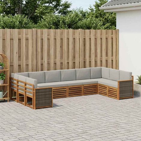 vidaXL Ecksofa Set mit Kissen 7 pcs Natürlich und Hellgrau (1/5)