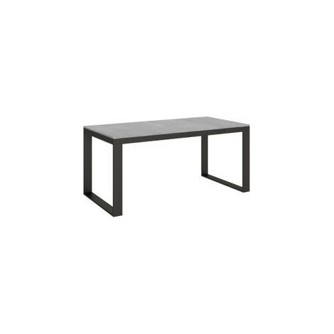 Table extensible 180 à 440cm gris béton et métal anthracite Likro-Support 4 pieds (1/5)