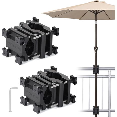 supporti per ombrellone da balcone, base a vite per ombrelloni Ø22-38 mm, morsetto per ombrellone per balaustra quadrata 25-60 mm o balaustra rotonda Ø25-40 mm, nero (1/5)