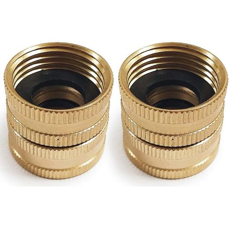 Raccord de tuyau d'arrosage en laiton de 3/4 po avec raccords de bout de tuyau d'eau à double adaptateur - 2 pièces (1/5)