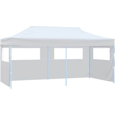 Tente de réception pliable Tonnelle de Jardin - Rapide à Installer avec parois 3 x 6 m Acier Blanc BV594688 - BonneVie (1/5)