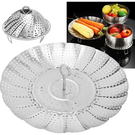 Panier vapeur multifonction en acier inoxydable 304 avec filtre à eau, panier à fruits pliable et grand format (1/5)