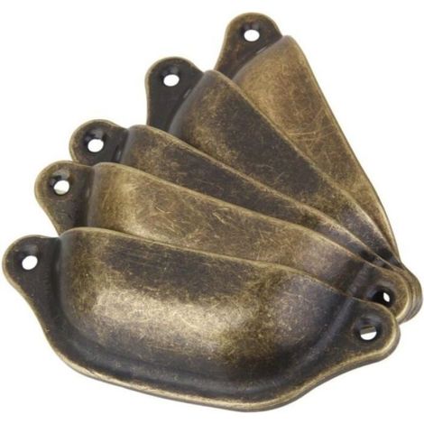 Poignée Bouton - Laiton Antique - Pour Meuble Tiroir Armoire Placard - 98 x 34 mm - Lot de 10 (1/4)