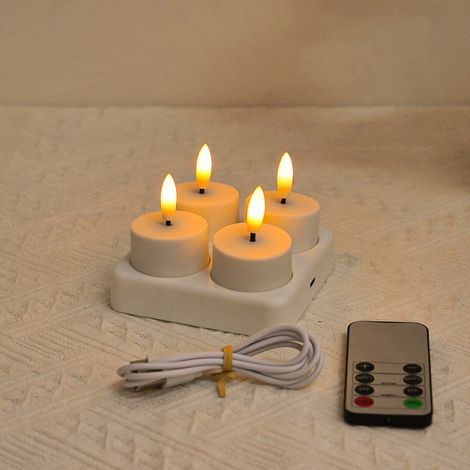 Bougies chauffe-plat rechargeables, lot de 12. Télécommande rechargeable sans 4 coupelles. (1/5)