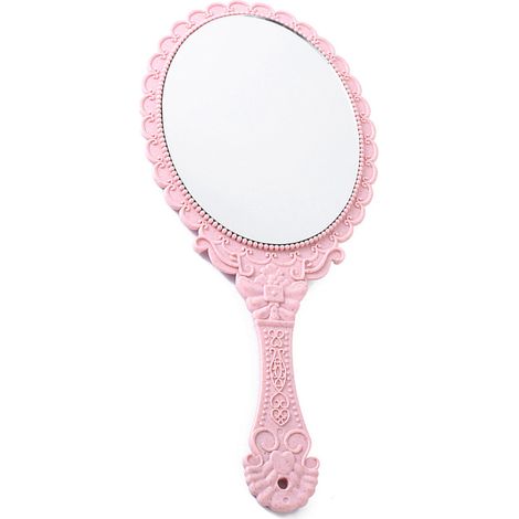 Miroir à main vintage avec poignée, miroir de maquillage, miroir de voyage (ovale) (1/5)