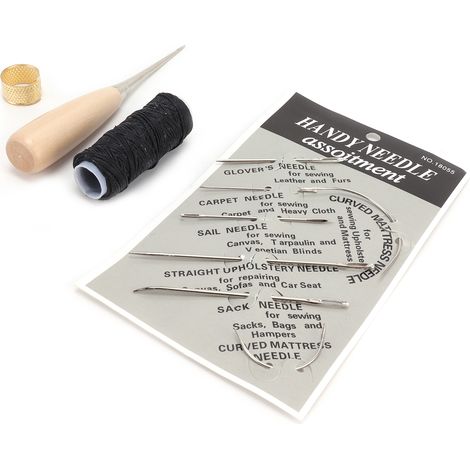 Ensemble d'aiguilles en cuir, fil ciré, poinçon, dé à coudre, kit d'outils de couture et de réparation pour loisirs créatifs