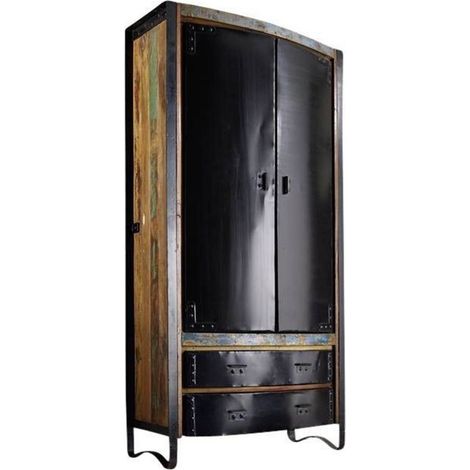 Schrank Altholz 90x43x180 mehrfarbig lackiert INDUSTRIAL 07 (1/3)
