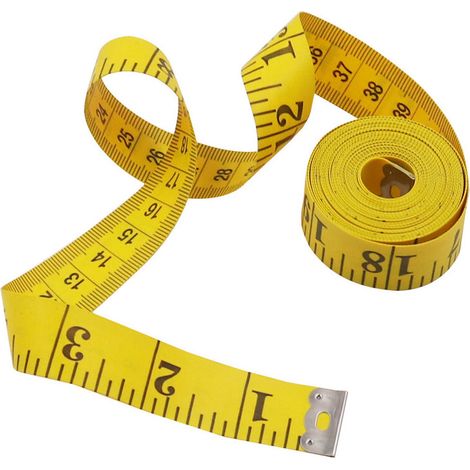 Mètre ruban double face pour la prise de mesures corporelles. Mètre ruban souple pour mesurer le tour de poitrine et le tour de taille. Longueur : 300 cm, jaune, une pièce. (1/5)