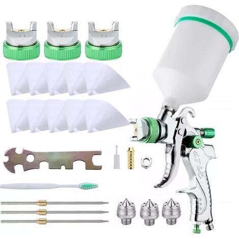 Ensemble d'outils de pulvérisation gravitationnelle, buses de 1,4/1,7/2,0 mm, pulvérisateur de peinture automobile, avec tasse de couleur 600 cc (1/5)