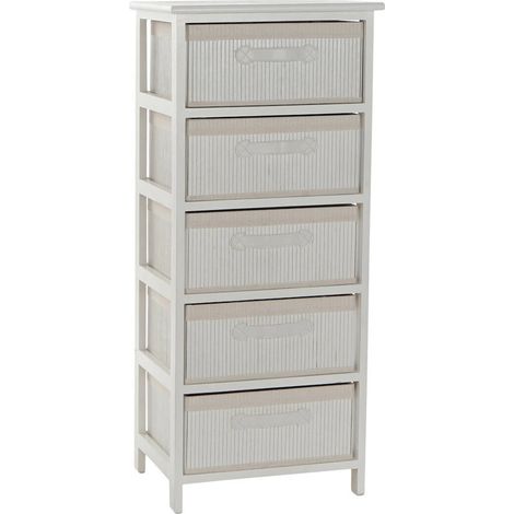 Commode élégante blanche en bambou pour esprit zen - Blanc cassé minimaliste et naturel (1/5)