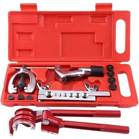 Sets de serre-joints Kit Dudgeonnière, 11Pcs Outil d'Évasement de Tuyaux Pipe Cutter Tube Flare Tool Outil de Pliage de Tube de Frein avec Étui de Rangement (1/4)