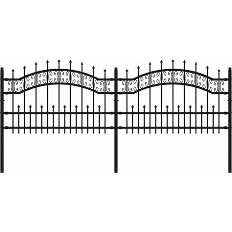 Clôture de jardin KAMPEN avec pointes en forme de lance, noire, 240 x 75 cm, acier.