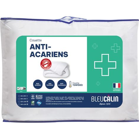 Bleu Câlin Couette Tempérée Anti-acariens Douce et Confortable, Pour lit 2 Personnes, Fabriqué en France, 240 x 260 cm (1/5)
