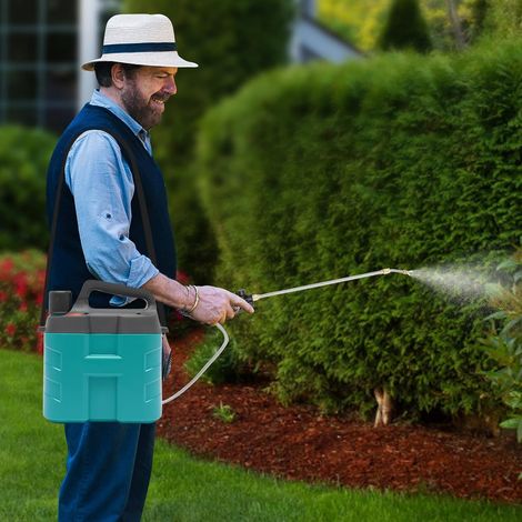 Drucksprüher 8 Liter, Elektrischer Akku-Sprühgerät für Gartenarbeit, Pflanzenschutz und Reinigungs-/Desinfektionsarbeiten, Es verfügt über Zwei Modi, Gartenspritze mit Teleskopstab (1/5)