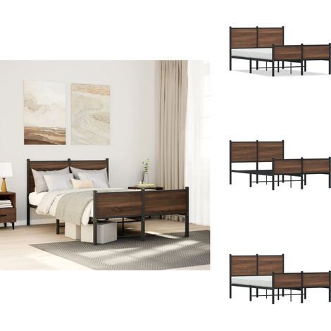 Metallbett ohne Matratze Eichen-Optik 120x200 cm - Metallbett - Doppelbett - Boxspringbetten - Bettenrahmen - Eiche Optik (1/5)