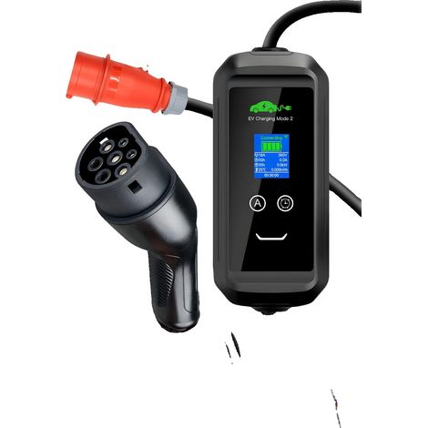 Cargador portátil para vehículos eléctricos, potencia máxima de 11 kW, corriente ajustable, APP-11KW-5M, TIPO 2 (1/5)