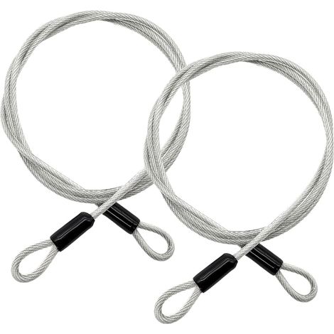 2 Câble Acier,1,0 m x 3 mm,Inoxydable,Revêtement PVC,Sécurité,Vélo,Jardin