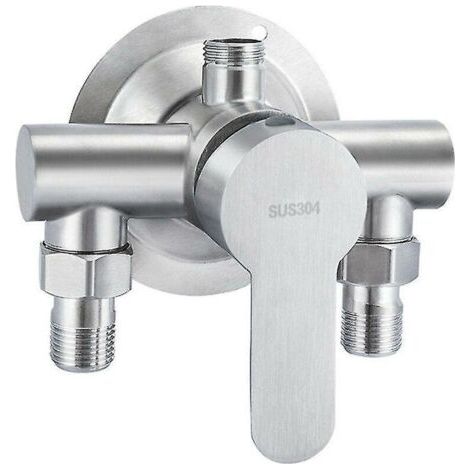 1 pièce 304 acier inoxydable exposé chaud et froid robinet de douche interrupteur chauffe-eau robinet de salle de bain, acier inoxydable exposé robinet de douche triangle douche (1/4)