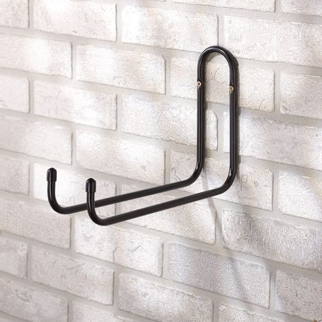 Mottez – Crochet à visser double 320mm tube Ø 10mm – Peint noir – Pour fixation sur béton armé – Usage professionnel