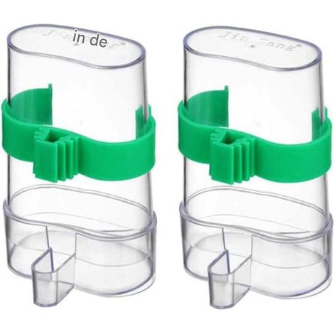 Elkuaie Distributeur d'eau automatique pour oiseaux – Accessoire pour cage à oiseaux – Réservoir d'eau transparent – 2 pièces – Couleur claire (1/5)