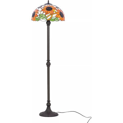 Lámpara de pie de vidrieras con diseño de girasoles, 2 bombillas E27, 20 W, modelo SUNFLOWER K-F16814 Kaja