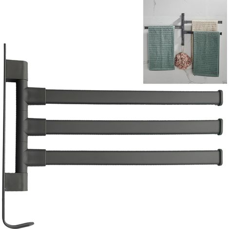 Rotatives Serviettes en Acier Inoxydable - 1 Pièce, Gris, Porte Serviette Autocollant en Métal, Idéal pour Ranger Les Serviettes, Les Gants de Toilette, Les Torchons, etc (1/5)