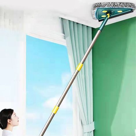 Balai mural avec long manche amovible, balai triangulaire efficace pour le nettoyage des murs et plafonds peints (1/5)
