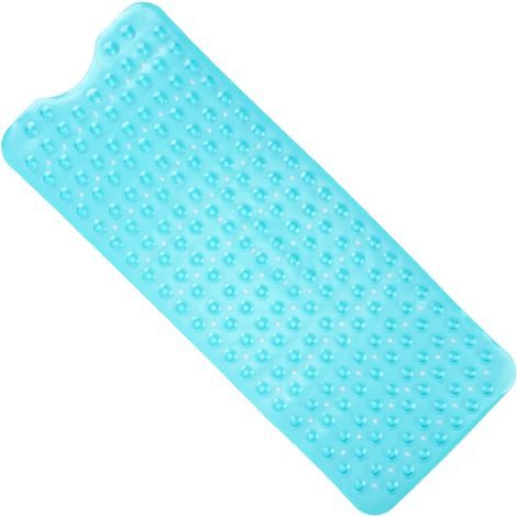 Long Tapis de Bain en PVC antidérapant Anti-moisissure avec Trous de Drainage et ventouses Lavable en Machine Bleu Sarcelle 102 x 40 cm