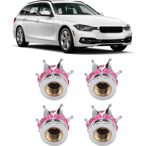 Crown Diamond Ventilkappen für Pkw- und Lkw-Reifen sowie Profilstege (4er-Pack) Rot/Rosa (1/5)