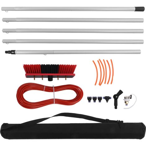 Kit de Brosse de Nettoyage pour Panneaux Solaires avec Perche Télescopique 5m, Brosse à Eau 30cm pour Lavage de Vitres Extérieures et Nettoyage de Panneaux Solaires (1/5)