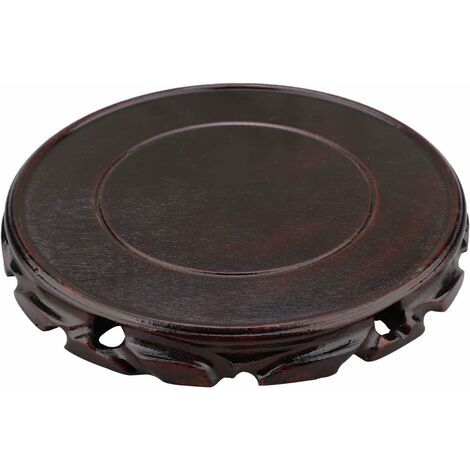 QORVA-Vase rond vintage en bois de palissandre - 20 cm - Support de style oriental - Support pour lampe de table et théière - Base stable pour décoration de la maison - Marron (1/5)