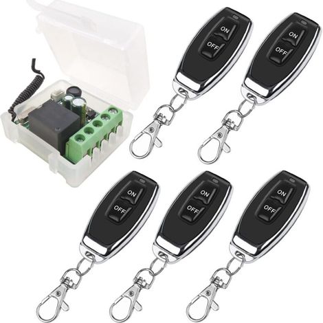 Vtizikl Interrupteur de Télécommande sans Fil 433MHz 230V 220V 240V Récepteur de Relais de commande à distance à 1 Canal avec 2 Émetteurs télécommandes Contacts sans potentiel Contrôleur de Relais