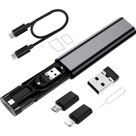 Kit adaptateur multi-USB vers C 6 en 1 - Convertisseur multi-portable avec câble de charge de 0,23 m - Pour 16, 15, 14, 13 Pro Max, Mini S25, S24, S23 Plus, A55 (1/5)