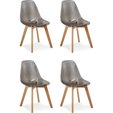Lot de 4 Chaises Design "Vik" 80cm Transparent Fumé (1/4)