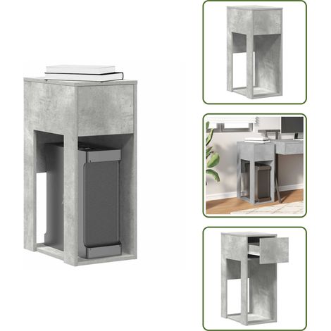 vidaXL Support de tour d'ordinateur et tiroir gris béton 30x44x74 cm (1/5)