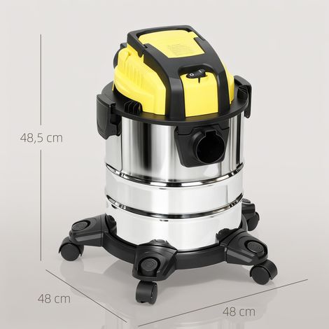 Aspirateur eau et poussière, sur roulettes, système de filtration à 3 niveaux, réservoir à poussière de 20 L (1/5)