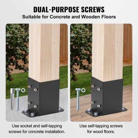 Lot de 10 Support de Poteau Bois 102x102 mm Base de Poteaux (1/5)